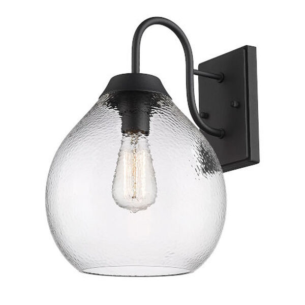 Ariella Natural Black One-Light Outdoor Wall Sconce with Hammered Clear Glass Shade, image 3